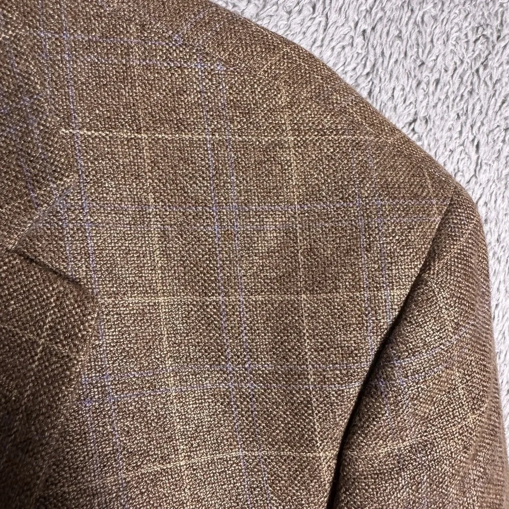 Jos A Bank Blazer Men's 42R Linen Wool BRR Comfort 1905 Sport Coat Windowpane